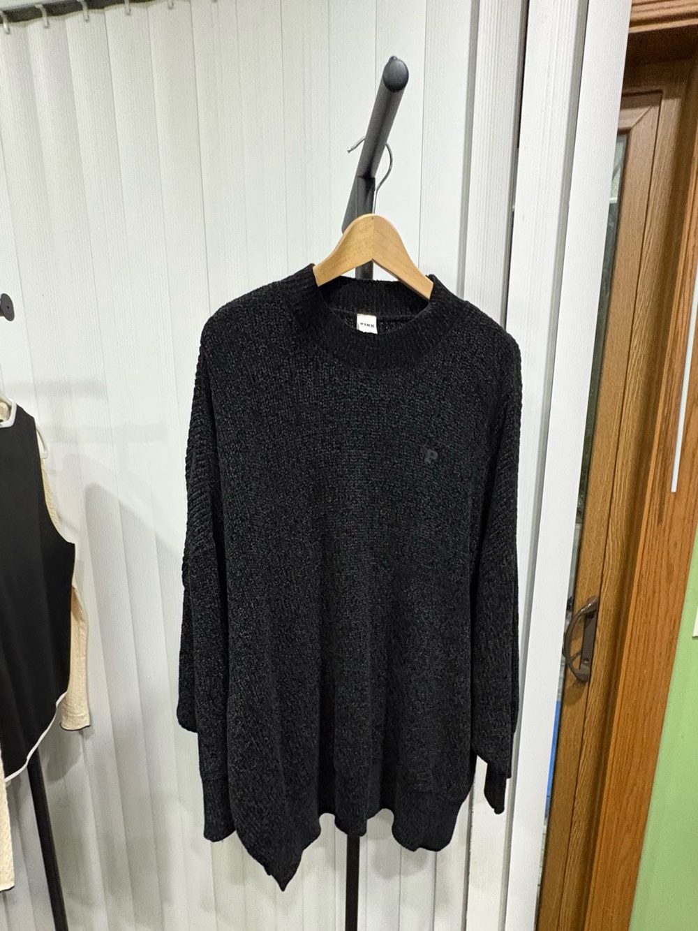 PINK Victoria's Secret Black Oversized Crew Neck Sweater